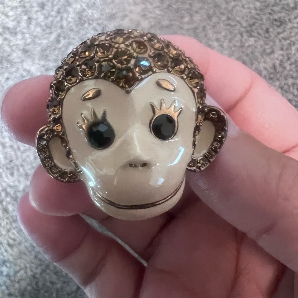 Betsey Johnson Monkey Rhinestone Ring
